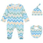 Blue & Yellow Zig Zag Babygrow Set, 1, hi-res