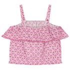 Girls Pink Ruffled Flower Printed Top, 1, hi-res