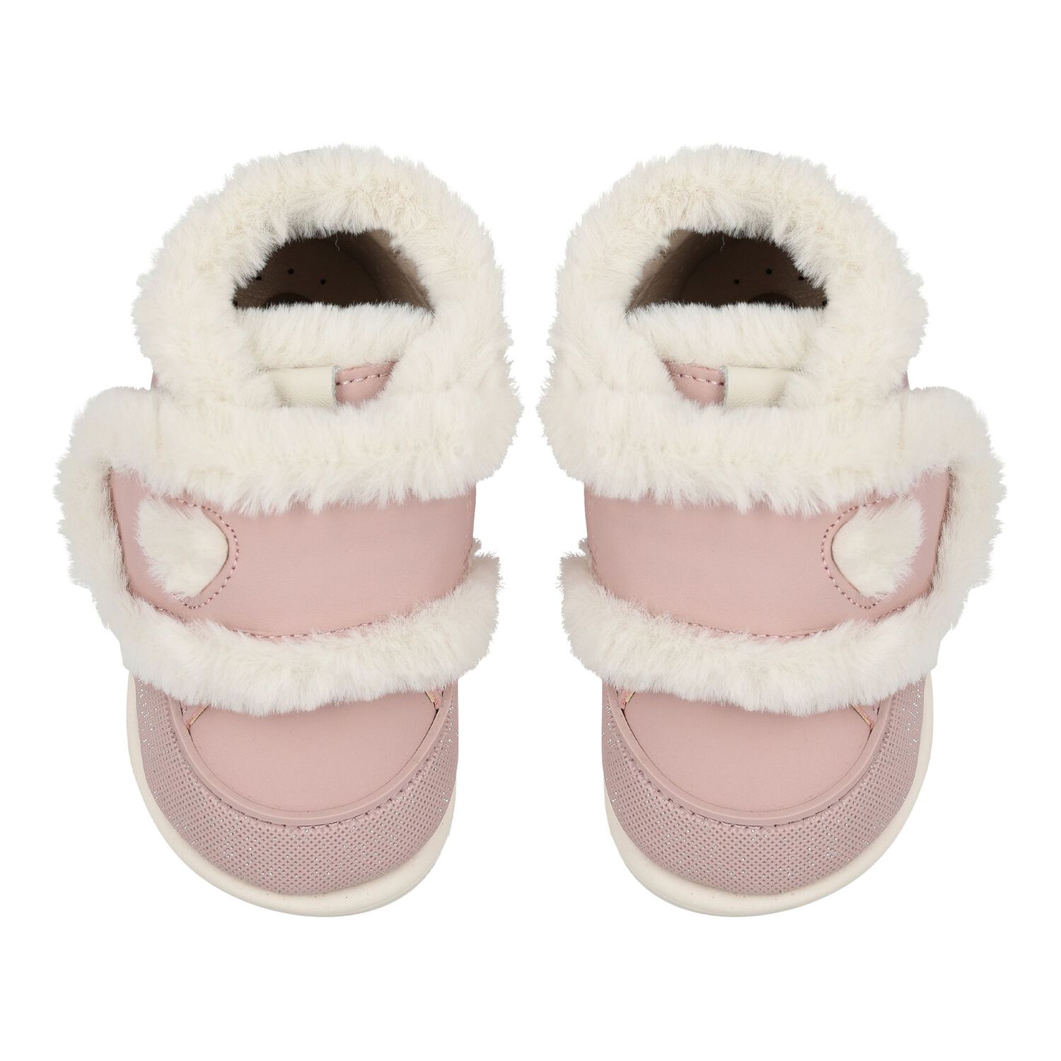 Baby Girls Pink Fur Faux Trainers, 1, hi-res