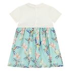 Younger Girls Ivory & Blue Butterflies Logo Dress, 2, hi-res