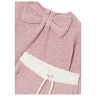 طقم بنطلون محبوك باللون الوردي للبنات, 2, hi-res