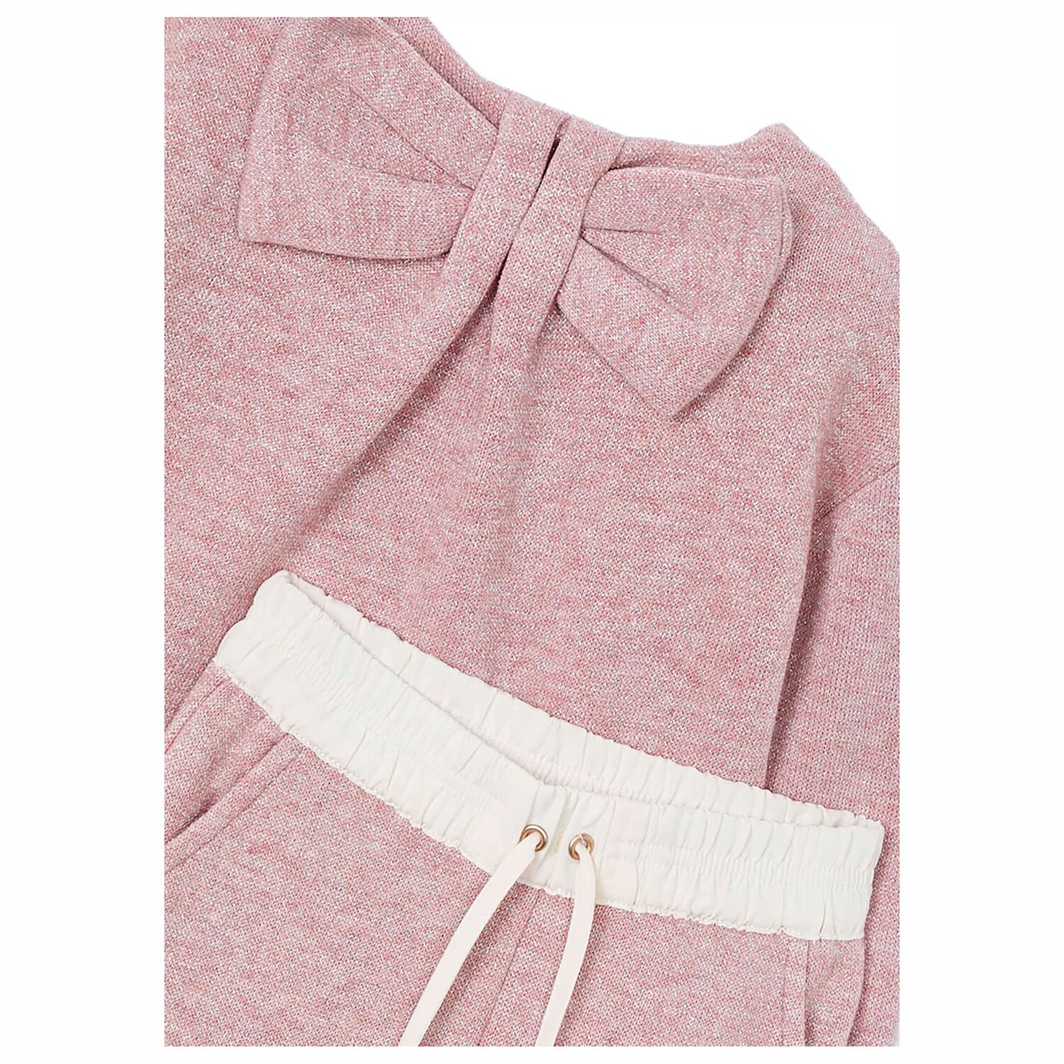 طقم بنطلون محبوك باللون الوردي للبنات, 2, hi-res