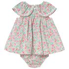 Baby Girls Green & Red Floral Dress Set, 2, hi-res