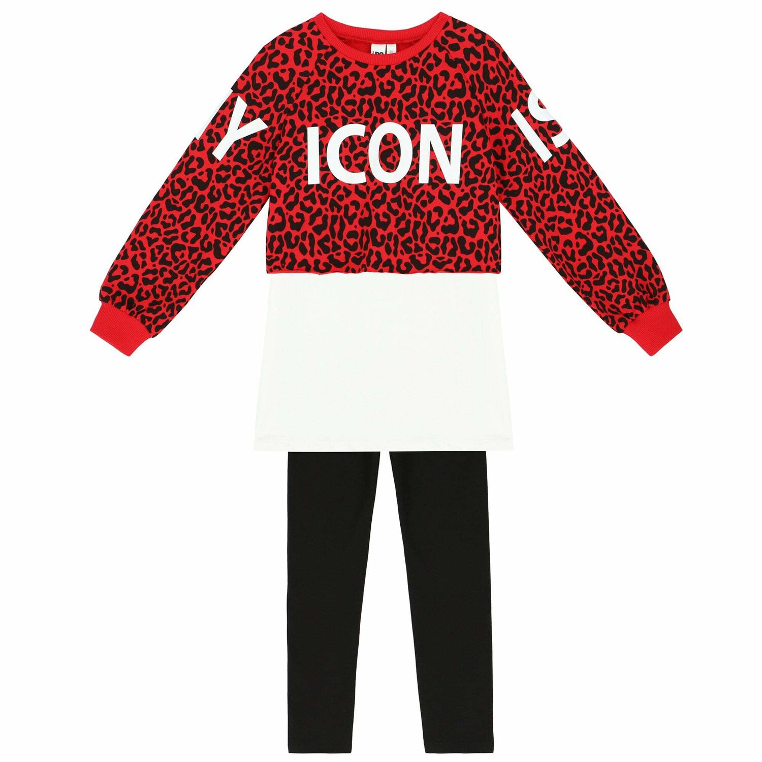 Girls Black & Red 3 Piece Legging Set, 1, hi-res image number null