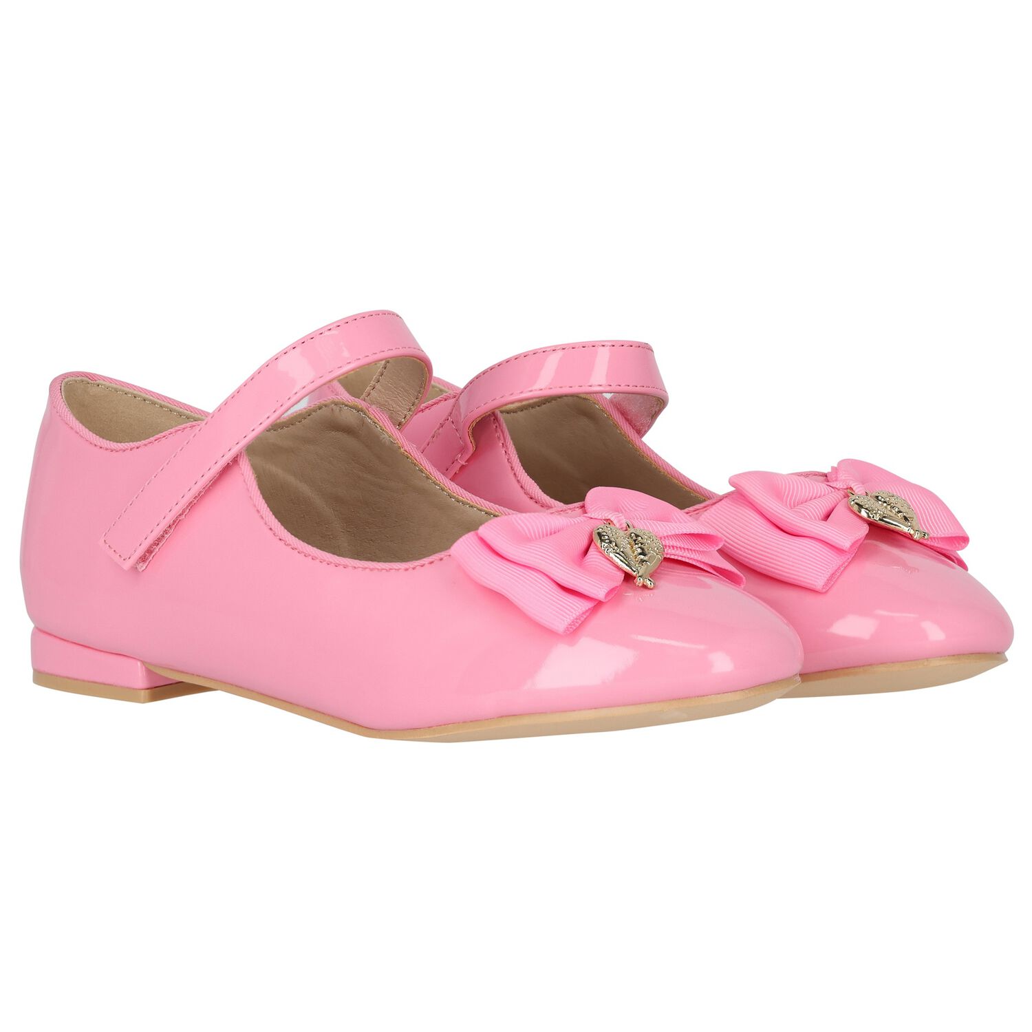 Girls Pink Bow Ballerina Shoes, 1, hi-res image number null