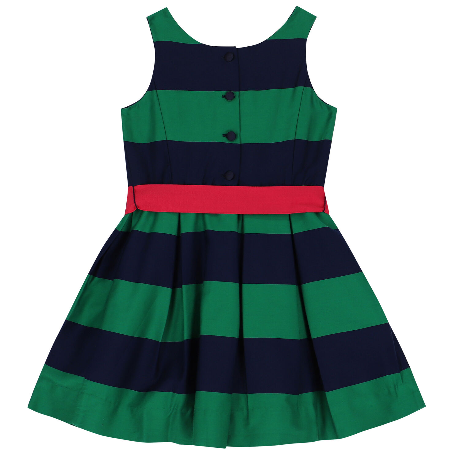 Ralph Lauren Girls Navy & Green Striped Dress | Junior Couture USA