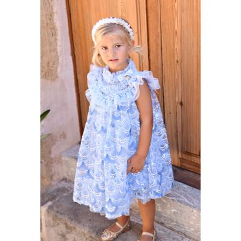 Girls Blue Embellished Tulle Dress
