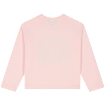 Girls Pink & Black Logo Long Sleeve Top 