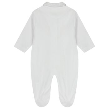 أفرول بنات بطبعة زهور باللون الأبيض