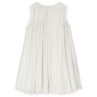 Girls Ivory Logo Pleated Dress, 1, hi-res