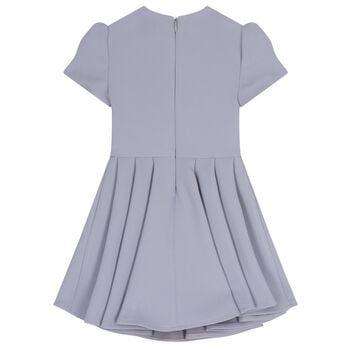 Girls Purple Diamante Logo Pleated Dress