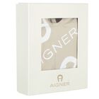 طقم هدايا ملابس أطفال وقبعة ومريلة بشعار باللونين البيج والأبيض, 1, hi-res