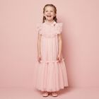 Girls Pink Dotted Tulle Dress, 2, hi-res