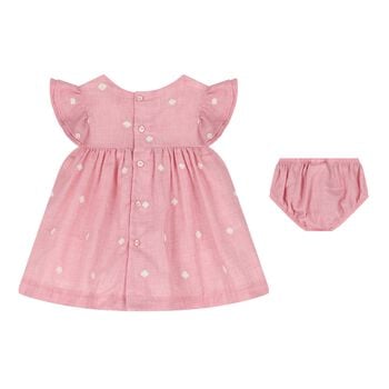 Baby Girls Pink Embroidered Floral Dress Set