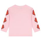 Girls Pink Boke Flower Long Sleeve Top, 2, hi-res
