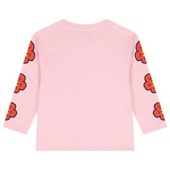 Girls Pink Boke Flower Long Sleeve Top