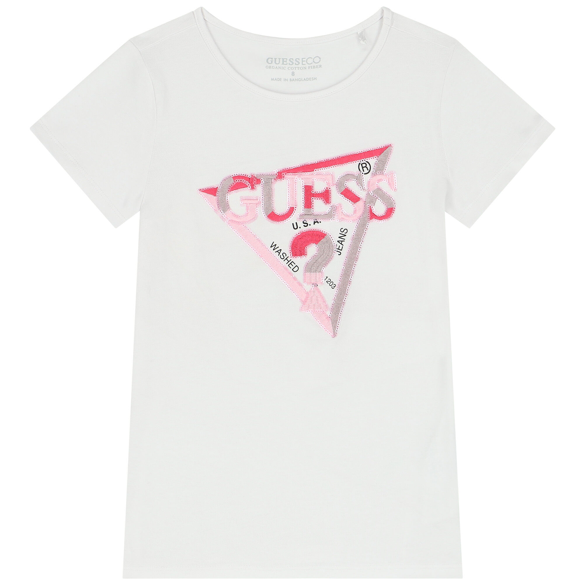 Guess Girls White Embellished Logo T Shirt Junior Couture