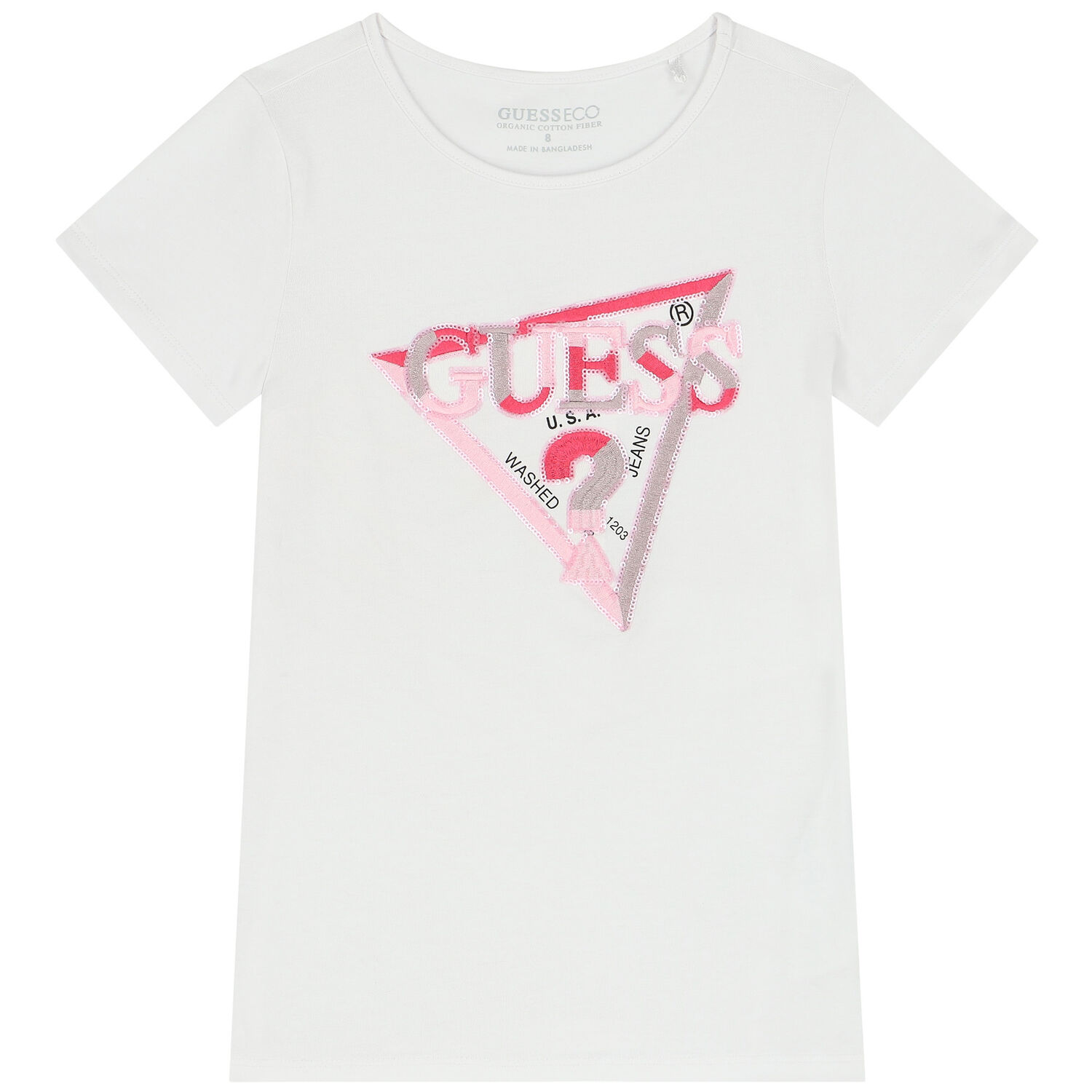 Girls White Embellished Logo T-Shirt, 1, hi-res image number null