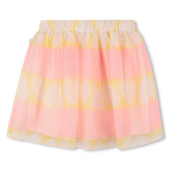 تنورة تول مخططة باللونين الوردي والأصفر للبنات 