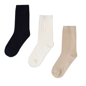 Boys Black, Beige & White Socks ( 3-Pack )