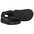 Boys Black Logo Sandals, 1, hi-res