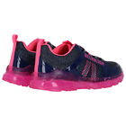Girls Navy Blue & Pink Logo TrainersÂ , 1, hi-res