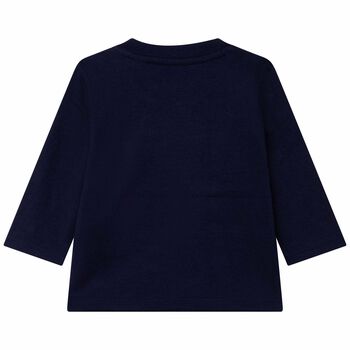 Younger Boys Navy Logo Top