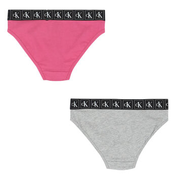 Girls Pink & Grey Bikini Brief (2-Pack)