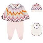 Baby Girls Ivory & Pink Logo Zig Zag Babygrow Gift Set, 1, hi-res