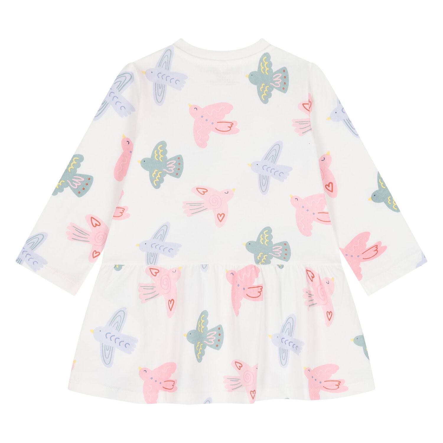Younger Girls Ivory Birds Dress, 1, hi-res