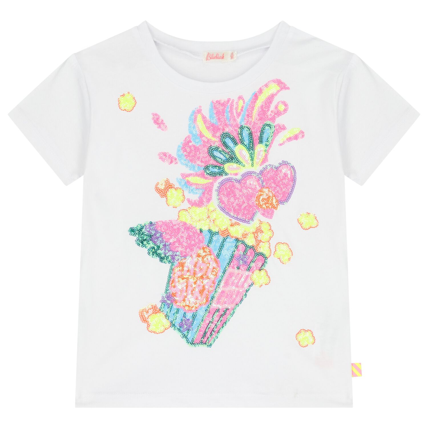 Girls White Sequin T-Shirt, 1, hi-res image number null