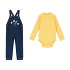 Baby Boys Yellow & Blue Denim Dungaree Set, 1, hi-res
