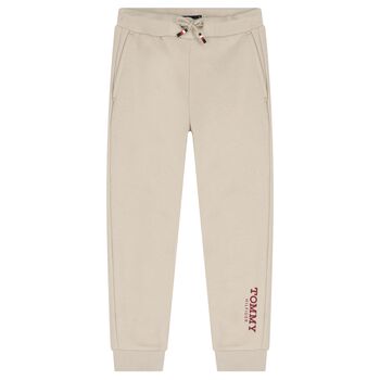 Boys Beige Logo Joggers