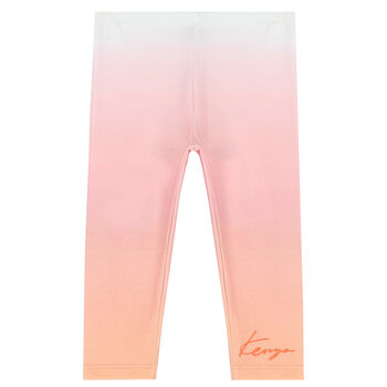 Younger Girls Pink Ombre Logo Leggings