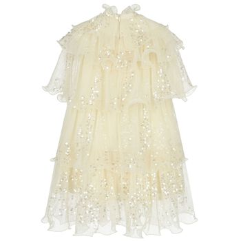 Girls Ivory Sequin Dress