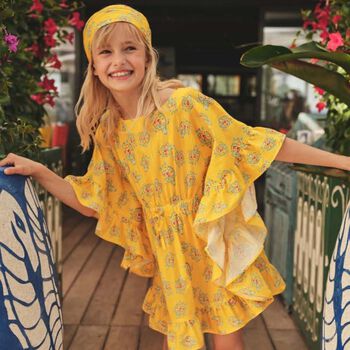 Girls Yellow Turtle Kaftan