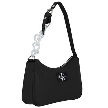 Girls Black Logo Shoulder Bag