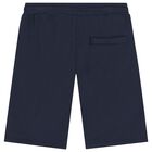 Boys Navy Blue Logo Shorts, 1, hi-res