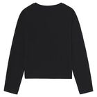 Girls Black Embellished Long Sleeve Top, 2, hi-res