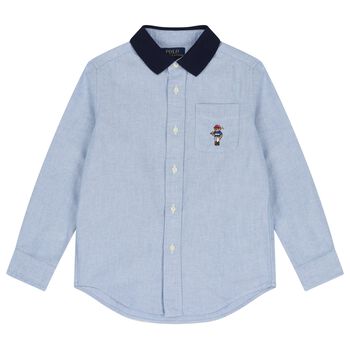 Boys Blue Polo Bear Denim Shirt