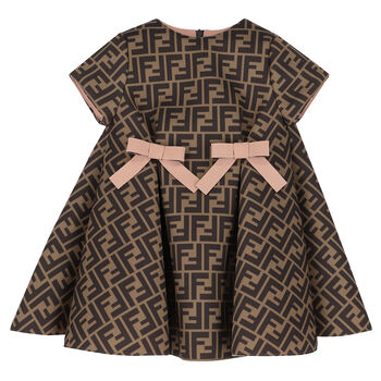 Baby Girls Beige FF Logo Dress