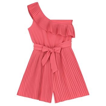 Girls Pink Pleated Playsuit