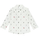 Younger Boys White Dogs Shirt, 1, hi-res