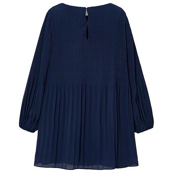 Girls Navy Blue Pleated Dress