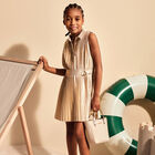 فستان بنات مطوي باللون الذهبي, 1, hi-res