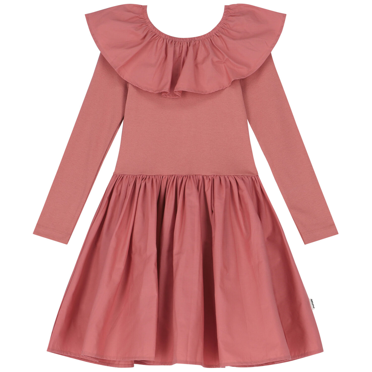 Girls Pink Ruffled Long Sleeve Dress, 4, hi-res