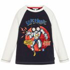 تيشيرت بالشعار باللون الكحلى والابيض للاولاد, 1, hi-res