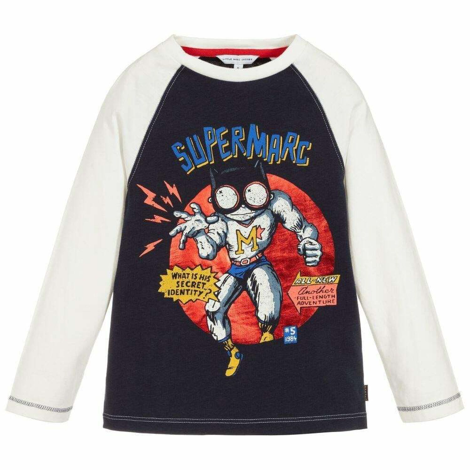 تيشيرت بالشعار باللون الكحلى والابيض للاولاد, 1, hi-res image number null