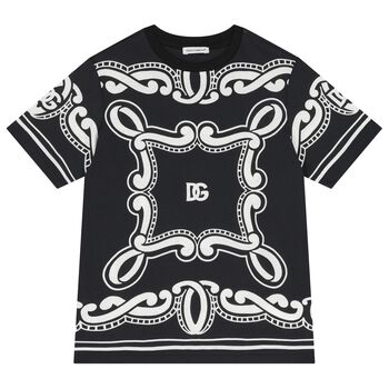 Boys Black Logo Bandana T-Shirt