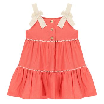 Younger Girls Coral Bow Dress